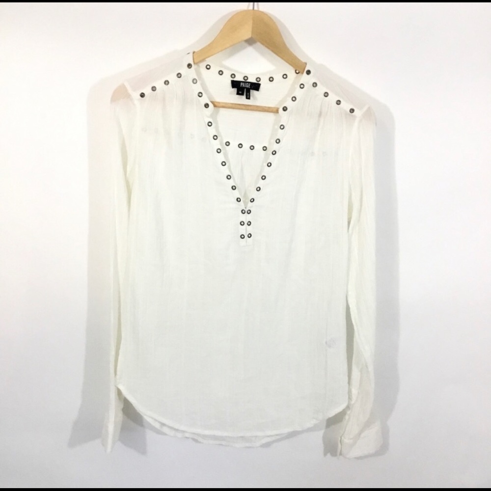 PAIGE brand Rhonda Grommet white button down top